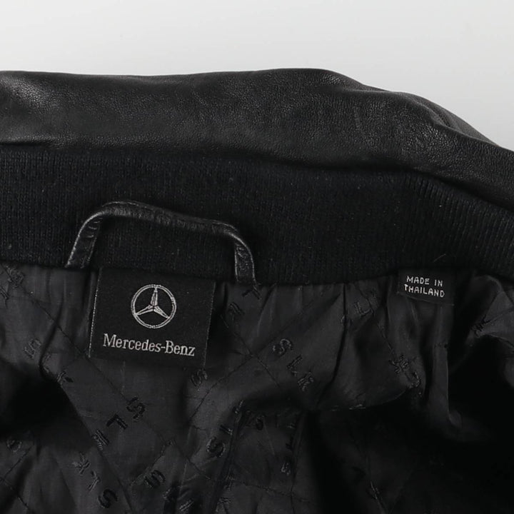Mercedes-Benz padded swing-top leather jacket, size L, men's genuine leather black type Vintage Second Hand