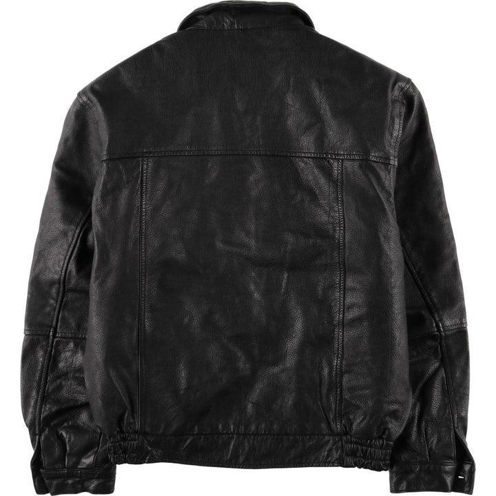 adriano padded leather jacket, men's size S Genuine Leather Lamb Leather black type Vintage Second Hand