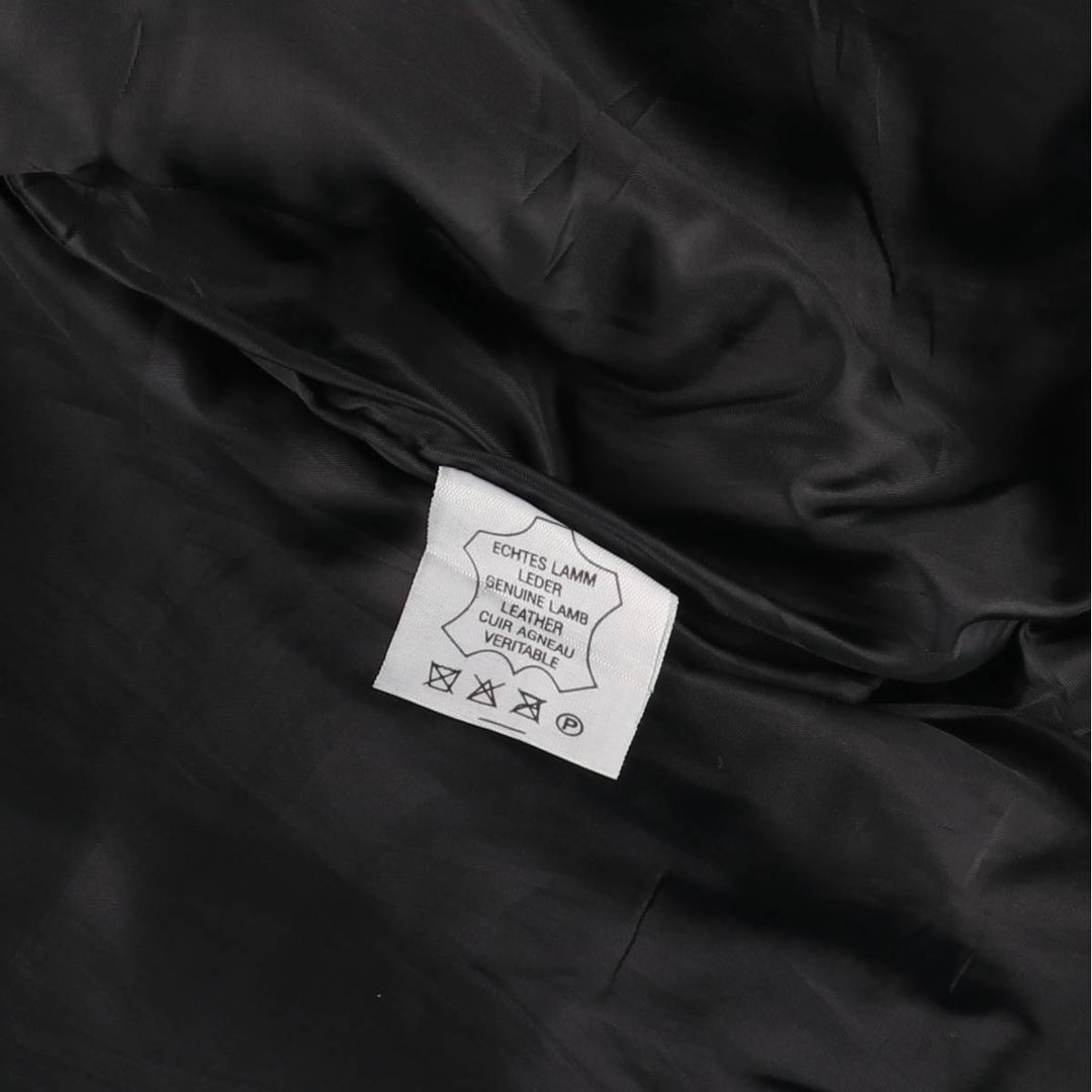 adriano padded leather jacket, men's size S Genuine Leather Lamb Leather black type Vintage Second Hand