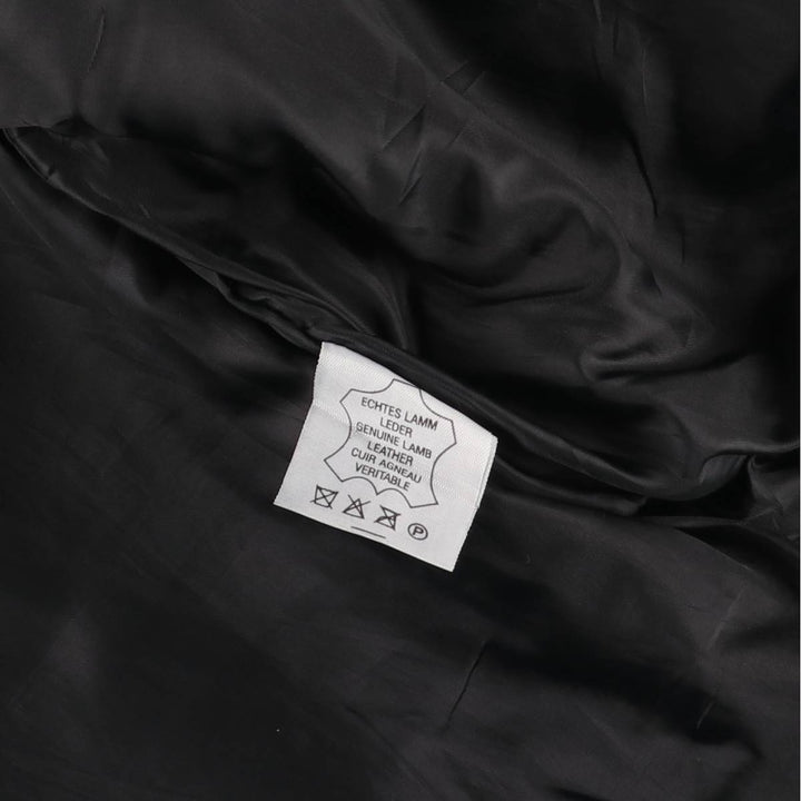 adriano padded leather jacket, men's size S Genuine Leather Lamb Leather black type Vintage Second Hand