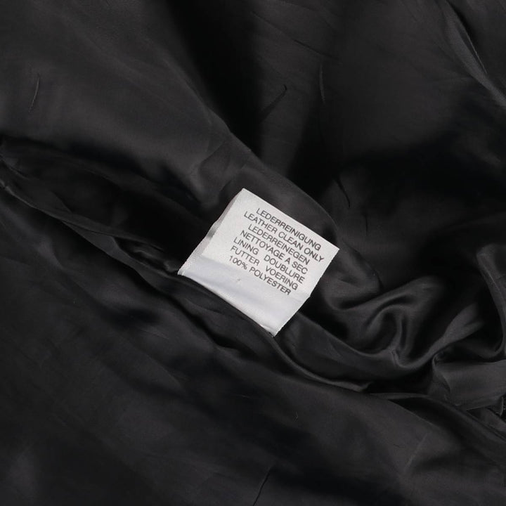 adriano padded leather jacket, men's size S Genuine Leather Lamb Leather black type Vintage Second Hand