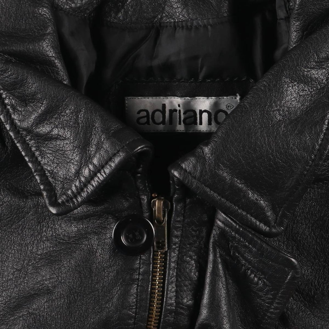 adriano padded leather jacket, men's size S Genuine Leather Lamb Leather black type Vintage Second Hand
