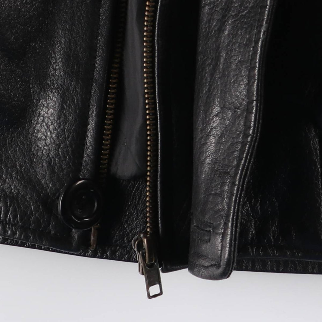 adriano padded leather jacket, men's size S Genuine Leather Lamb Leather black type Vintage Second Hand