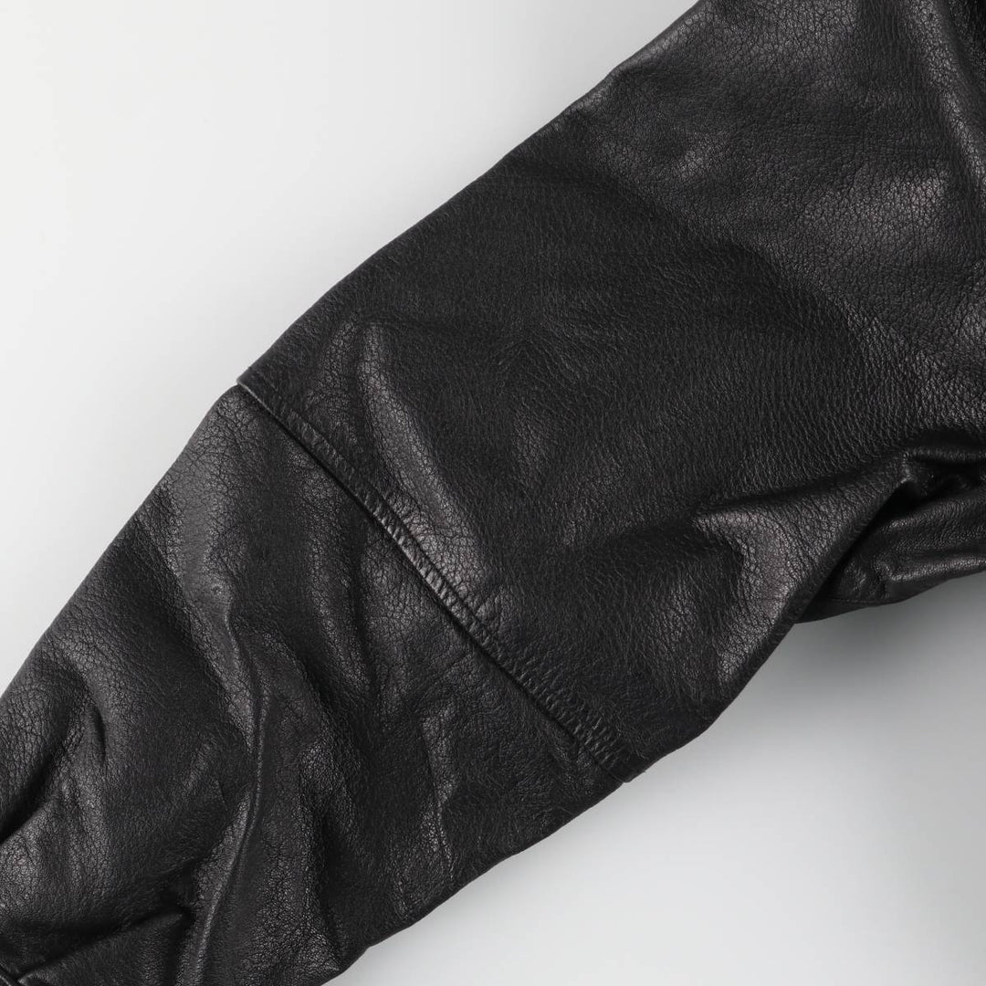 adriano padded leather jacket, men's size S Genuine Leather Lamb Leather black type Vintage Second Hand