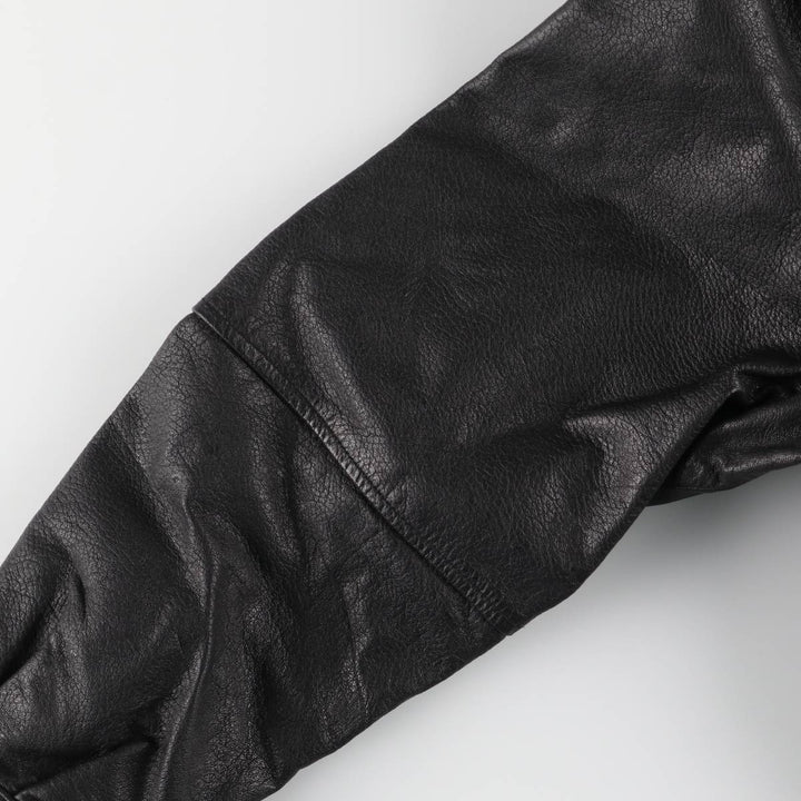 adriano padded leather jacket, men's size S Genuine Leather Lamb Leather black type Vintage Second Hand