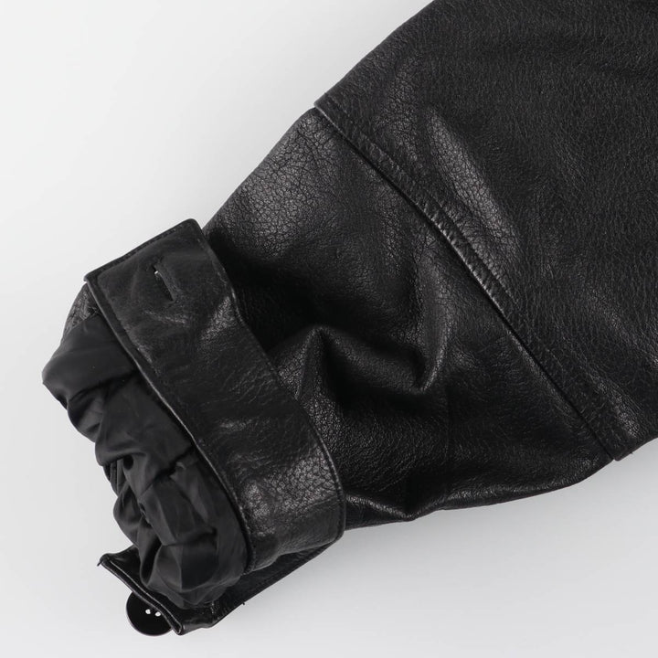 adriano padded leather jacket, men's size S Genuine Leather Lamb Leather black type Vintage Second Hand