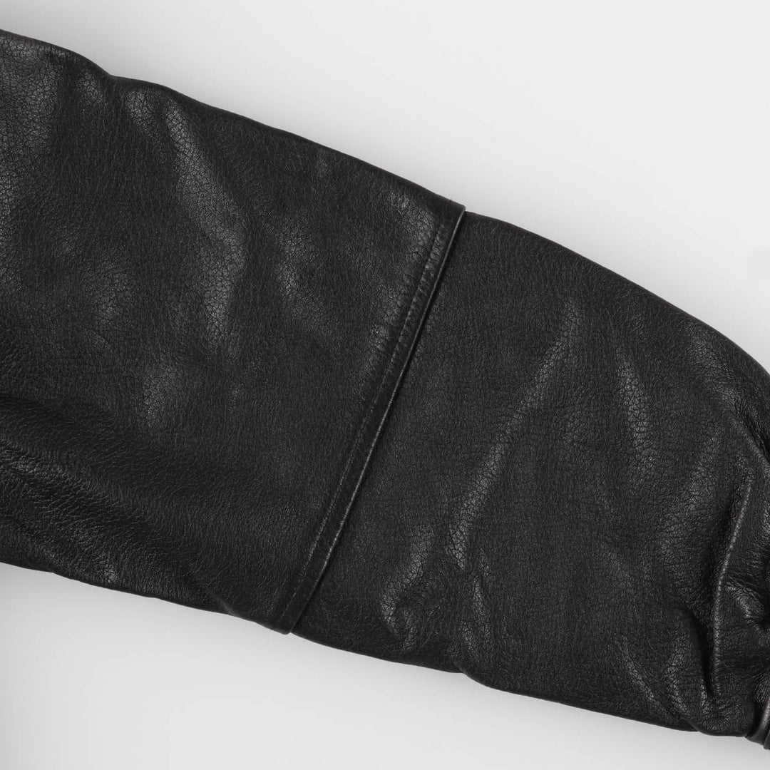 adriano padded leather jacket, men's size S Genuine Leather Lamb Leather black type Vintage Second Hand