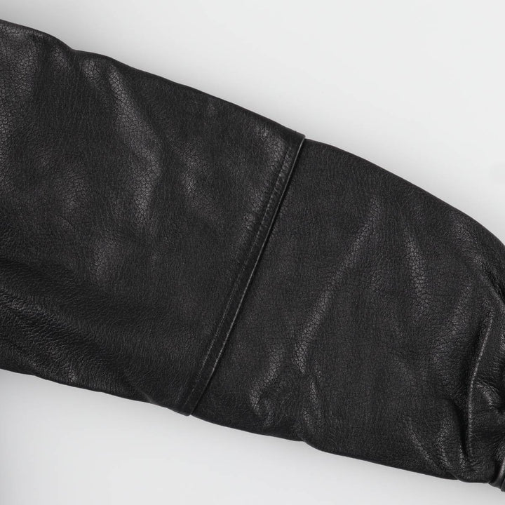 adriano padded leather jacket, men's size S Genuine Leather Lamb Leather black type Vintage Second Hand