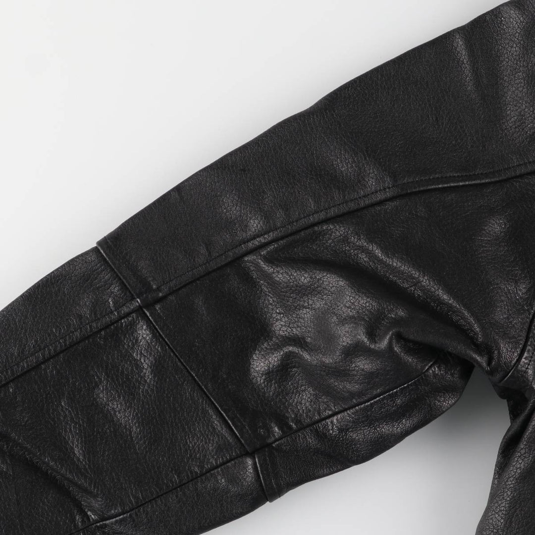 adriano padded leather jacket, men's size S Genuine Leather Lamb Leather black type Vintage Second Hand