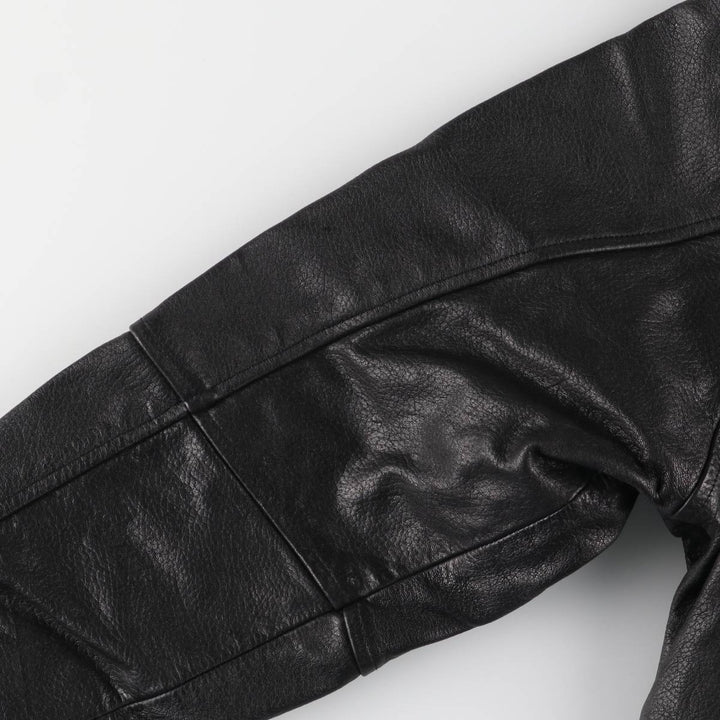 adriano padded leather jacket, men's size S Genuine Leather Lamb Leather black type Vintage Second Hand