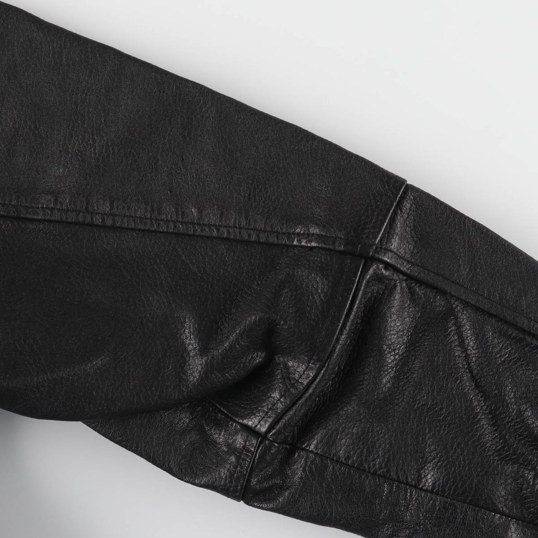 adriano padded leather jacket, men's size S Genuine Leather Lamb Leather black type Vintage Second Hand