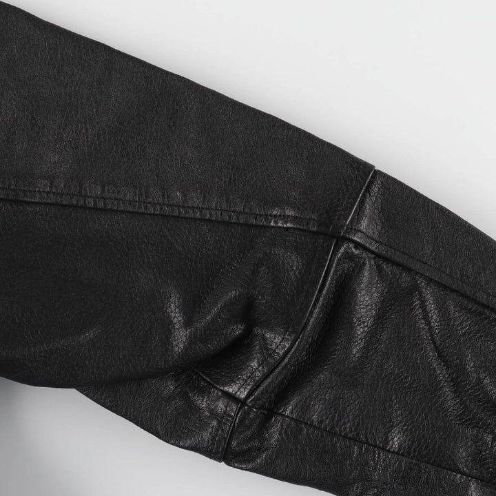 adriano padded leather jacket, men's size S Genuine Leather Lamb Leather black type Vintage Second Hand