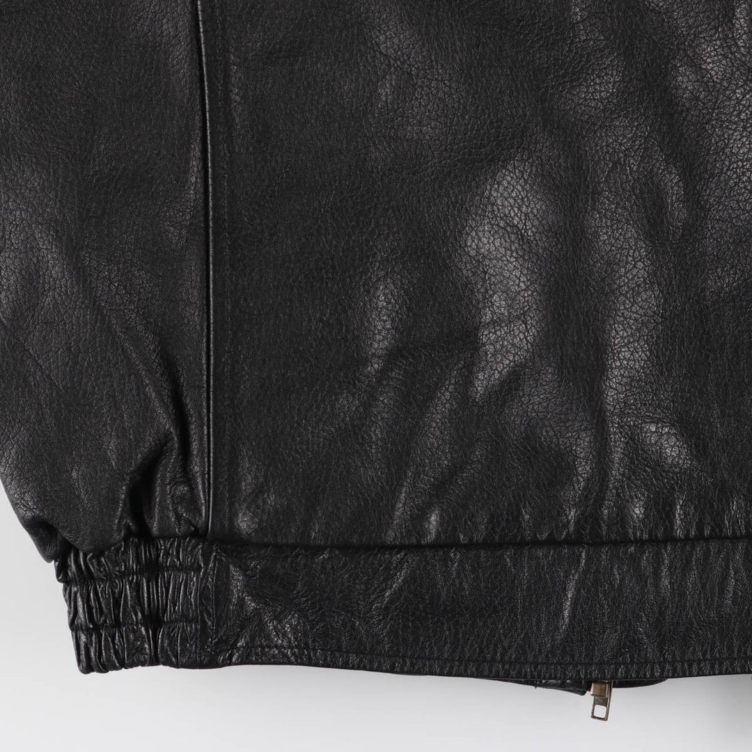 adriano padded leather jacket, men's size S Genuine Leather Lamb Leather black type Vintage Second Hand