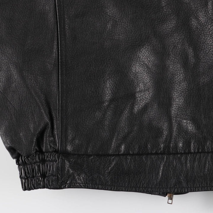 adriano padded leather jacket, men's size S Genuine Leather Lamb Leather black type Vintage Second Hand