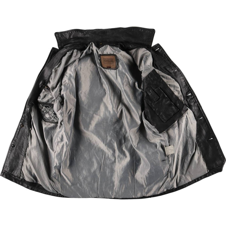 Redskins Padded Leather Car Coat, Men's Size Medium genuine leather black type Vintage Second Hand