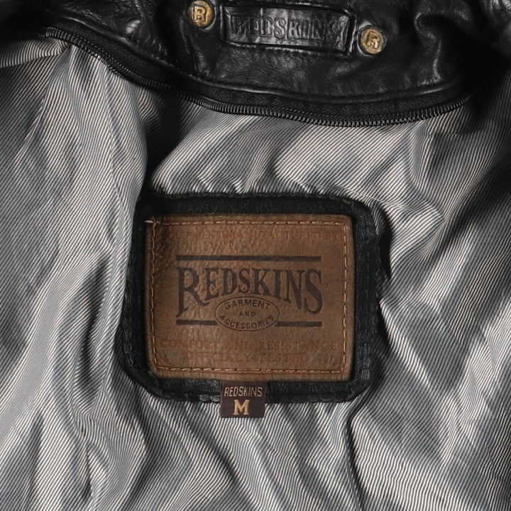 Redskins Padded Leather Car Coat, Men's Size Medium genuine leather black type Vintage Second Hand
