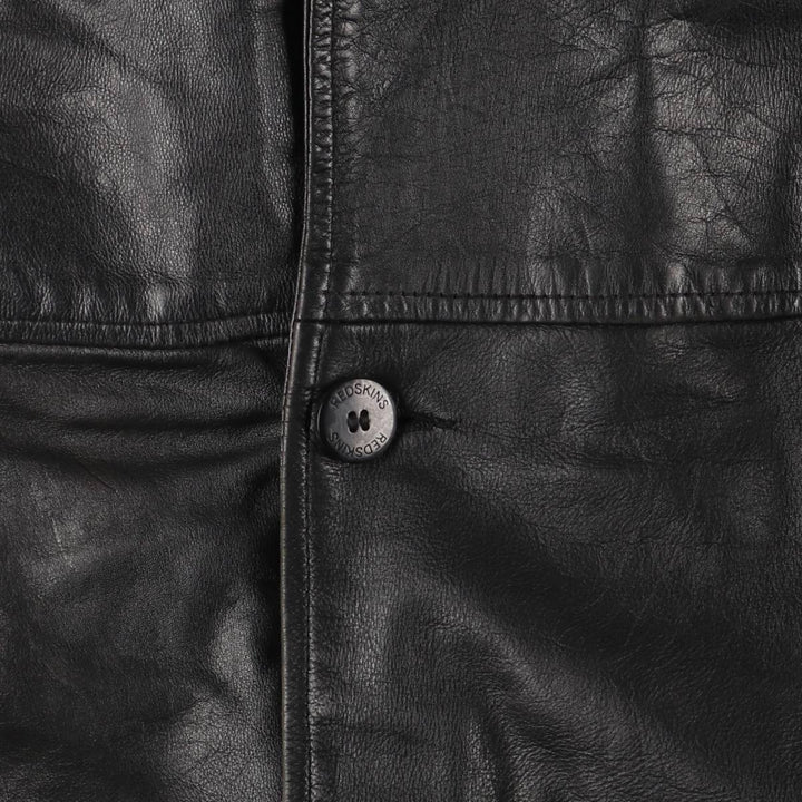 Redskins Padded Leather Car Coat, Men's Size Medium genuine leather black type Vintage Second Hand