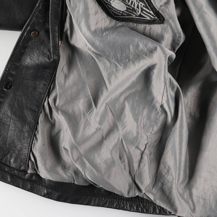 Redskins Padded Leather Car Coat, Men's Size Medium genuine leather black type Vintage Second Hand