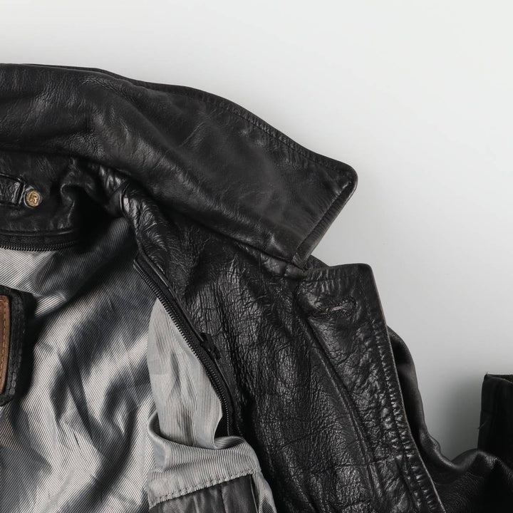 Redskins Padded Leather Car Coat, Men's Size Medium genuine leather black type Vintage Second Hand