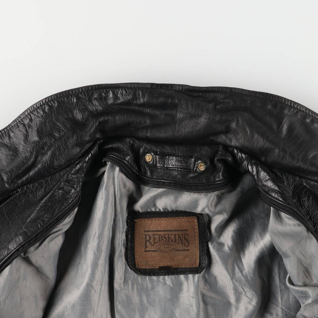 Redskins Padded Leather Car Coat, Men's Size Medium genuine leather black type Vintage Second Hand