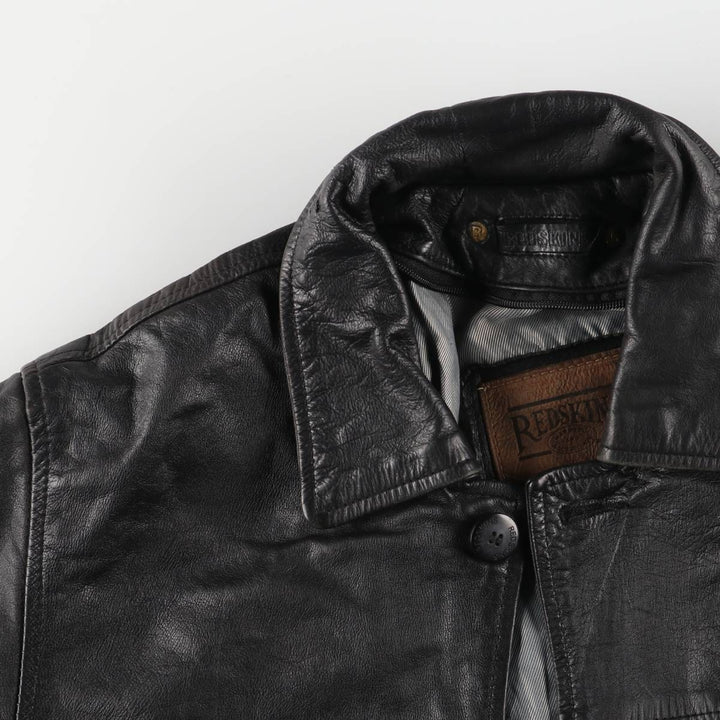 Redskins Padded Leather Car Coat, Men's Size Medium genuine leather black type Vintage Second Hand