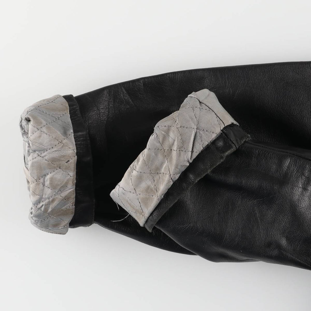 Redskins Padded Leather Car Coat, Men's Size Medium genuine leather black type Vintage Second Hand