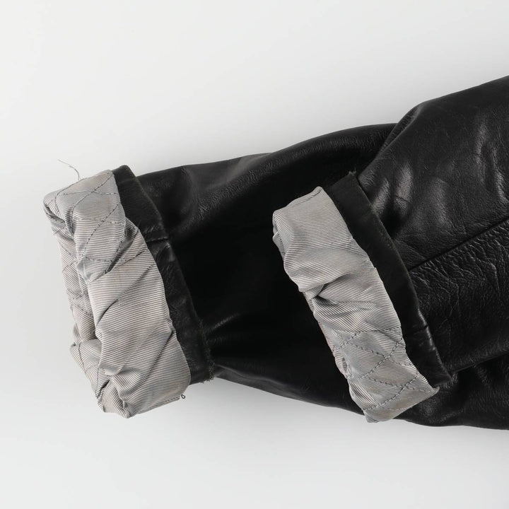 Redskins Padded Leather Car Coat, Men's Size Medium genuine leather black type Vintage Second Hand