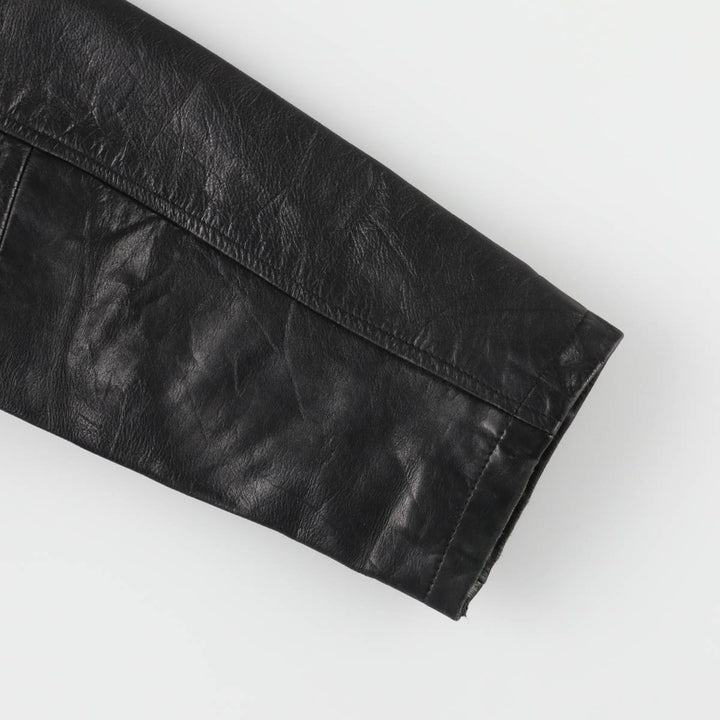 Redskins Padded Leather Car Coat, Men's Size Medium genuine leather black type Vintage Second Hand