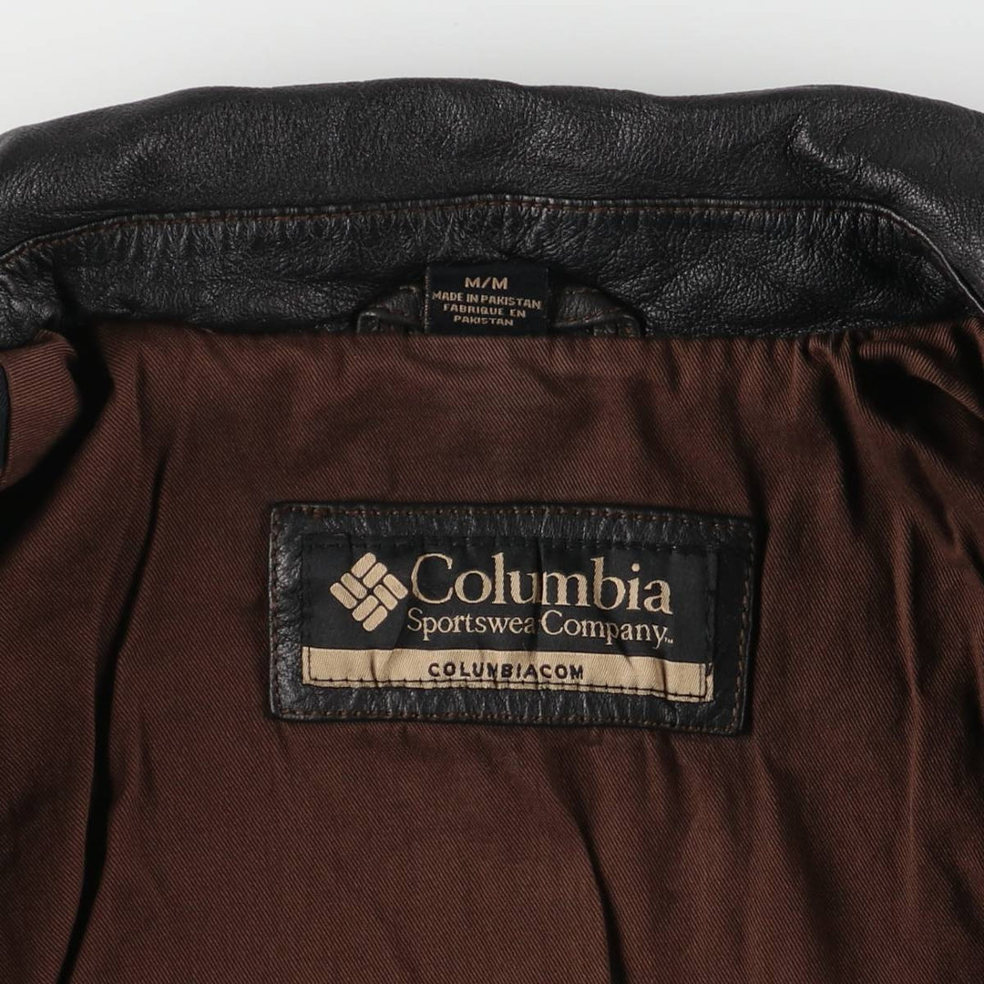Columbia Swing Top Leather Blouson, Men's Size M genuine leather black type Vintage Second Hand
