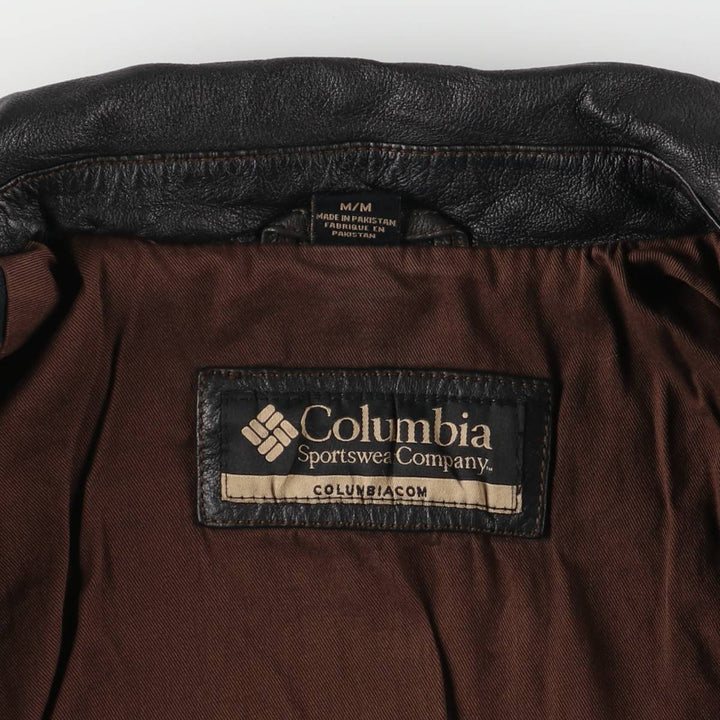 Columbia Swing Top Leather Blouson, Men's Size M genuine leather black type Vintage Second Hand