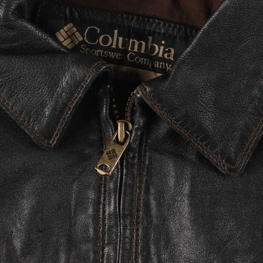 Columbia Swing Top Leather Blouson, Men's Size M genuine leather black type Vintage Second Hand
