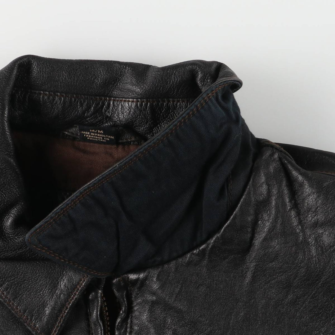 Columbia Swing Top Leather Blouson, Men's Size M genuine leather black type Vintage Second Hand