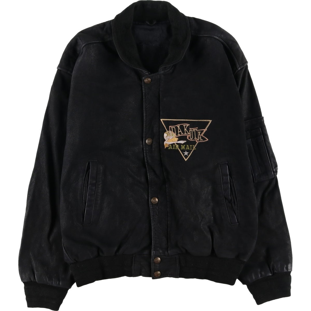Special Price: Vintage DAKOTA Leather Blouson, Men's Size L unclear black type Vintage Second Hand