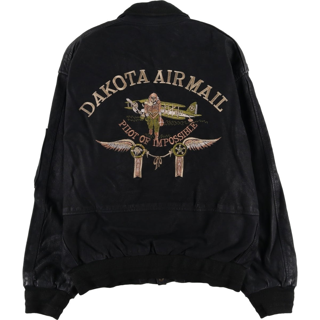 Special Price: Vintage DAKOTA Leather Blouson, Men's Size L unclear black type Vintage Second Hand