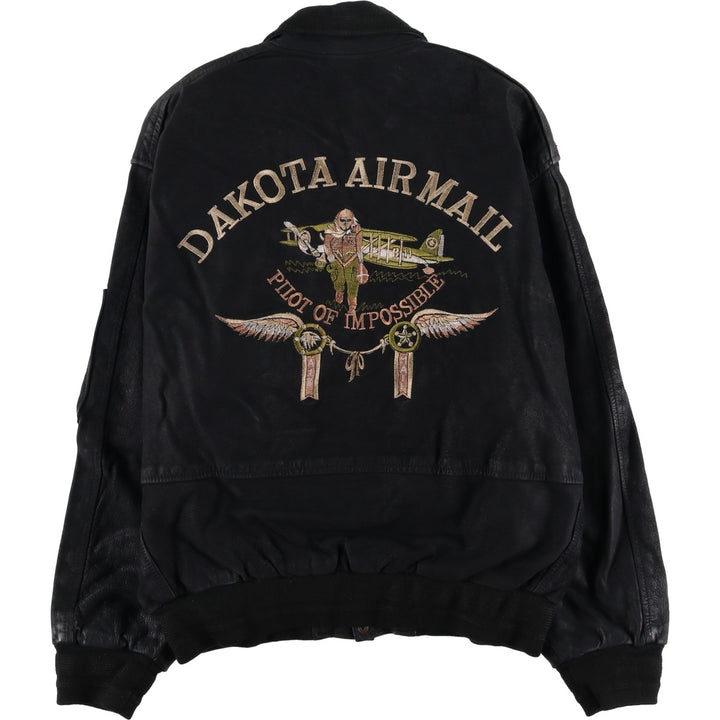 Special Price: Vintage DAKOTA Leather Blouson, Men's Size L unclear black type Vintage Second Hand