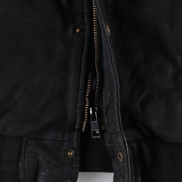 Special Price: Vintage DAKOTA Leather Blouson, Men's Size L unclear black type Vintage Second Hand