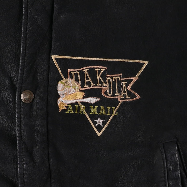 Special Price: Vintage DAKOTA Leather Blouson, Men's Size L unclear black type Vintage Second Hand