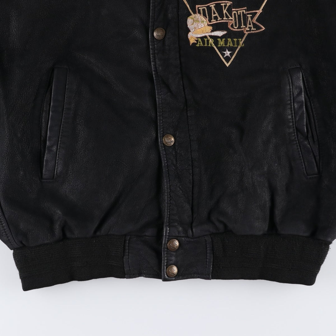 Special Price: Vintage DAKOTA Leather Blouson, Men's Size L unclear black type Vintage Second Hand