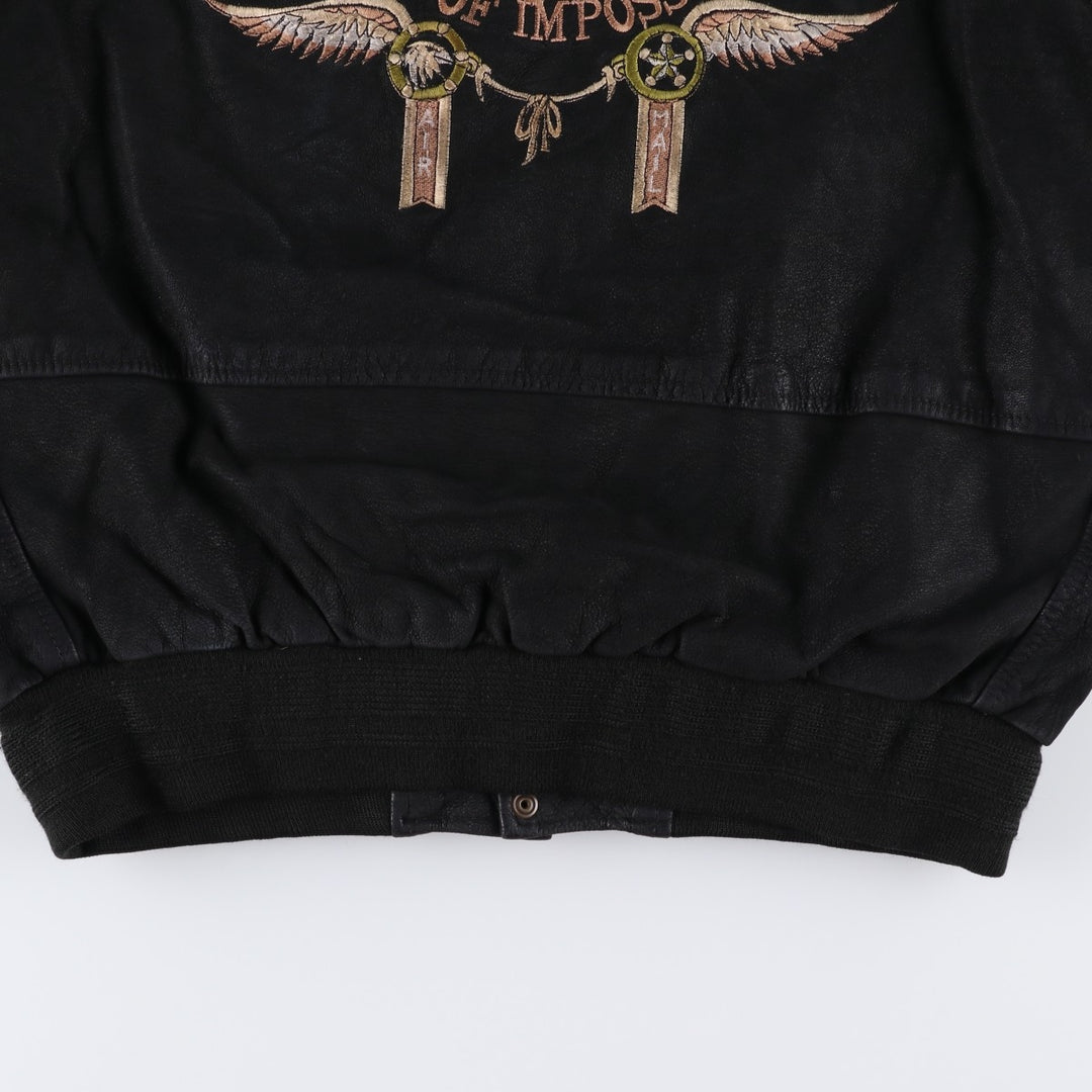 Special Price: Vintage DAKOTA Leather Blouson, Men's Size L unclear black type Vintage Second Hand