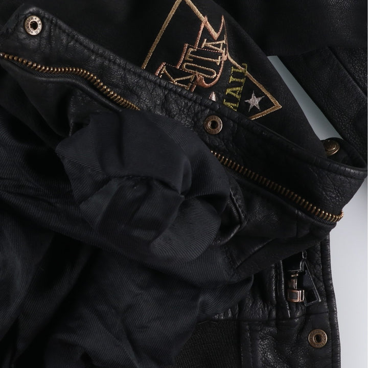 Special Price: Vintage DAKOTA Leather Blouson, Men's Size L unclear black type Vintage Second Hand