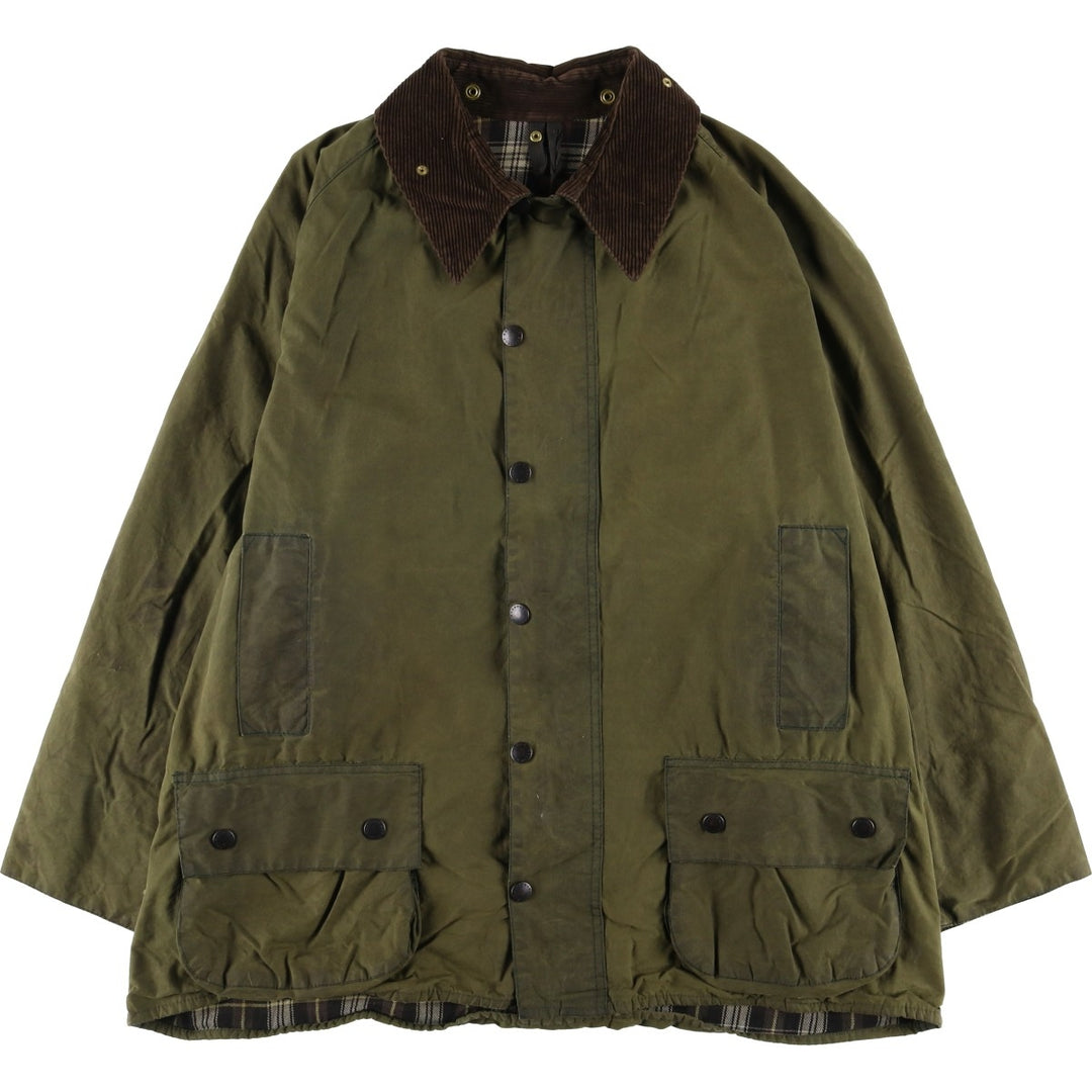 80s-90'S Barbour Beaufort 3 Warrant Oiled Hunting Jacket, Made in England, Men's Size XL unclear Khaki type Vintage Second Hand