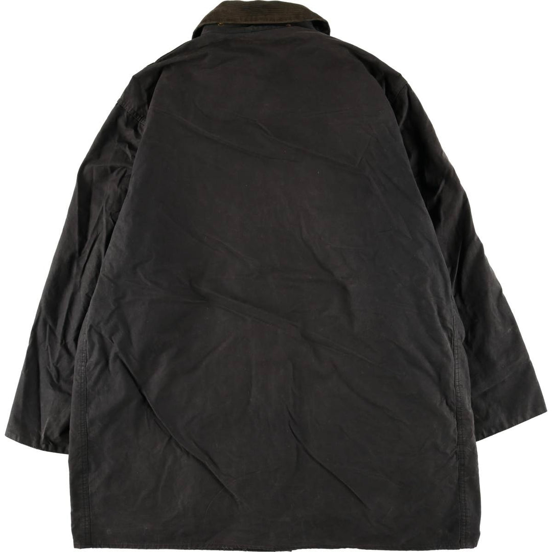 90'S Barbour BORDER Old 3 Warrant Waxed Cotton Oiled Jacket Made in England C44 Men's L size cotton Charcoal Vintage Second Hand