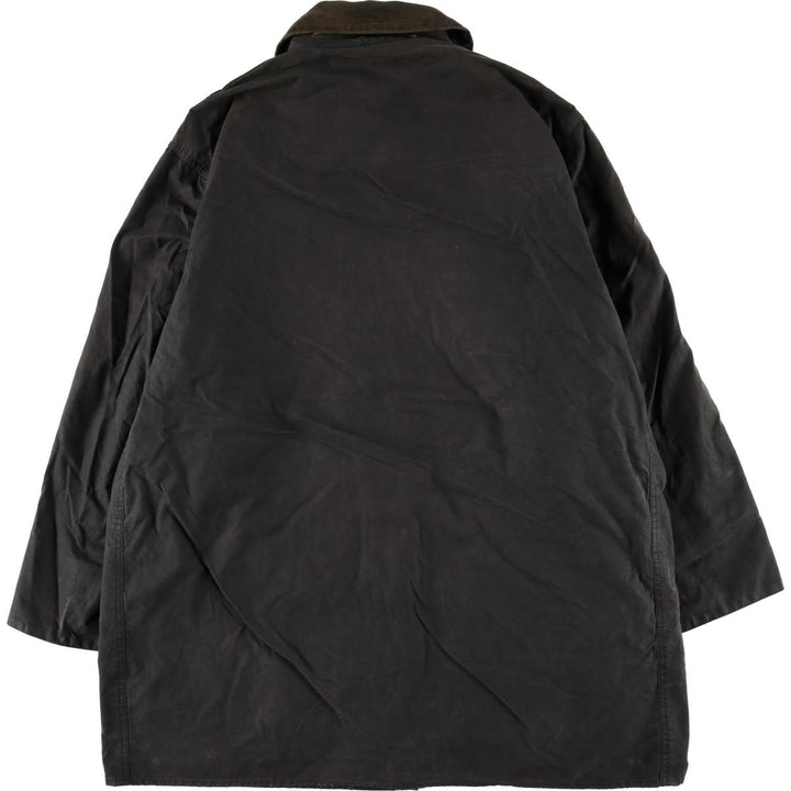 90'S Barbour BORDER Old 3 Warrant Waxed Cotton Oiled Jacket Made in England C44 Men's L size cotton Charcoal Vintage Second Hand