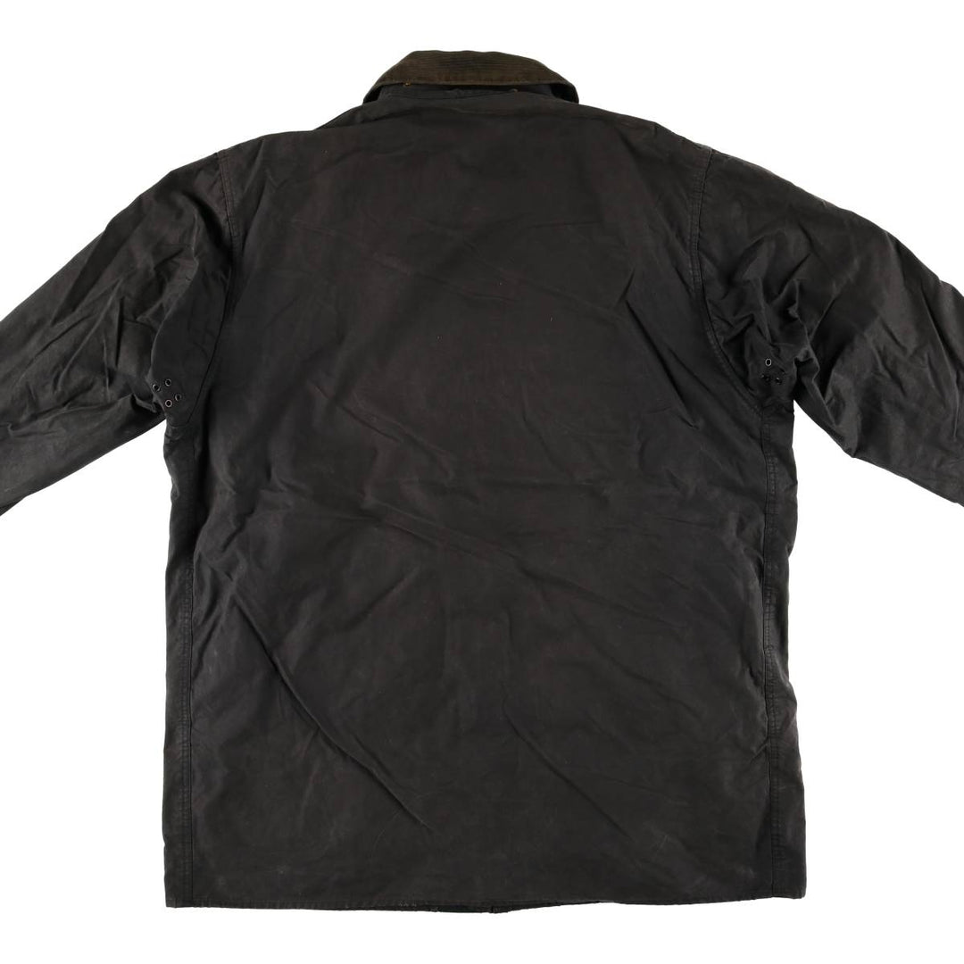 90'S Barbour BORDER Old 3 Warrant Waxed Cotton Oiled Jacket Made in England C44 Men's L size cotton Charcoal Vintage Second Hand