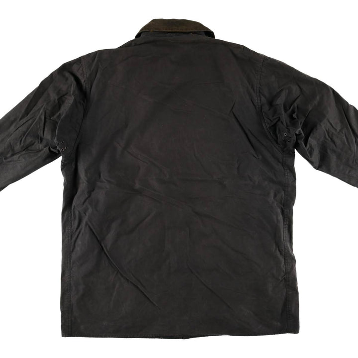 90'S Barbour BORDER Old 3 Warrant Waxed Cotton Oiled Jacket Made in England C44 Men's L size cotton Charcoal Vintage Second Hand