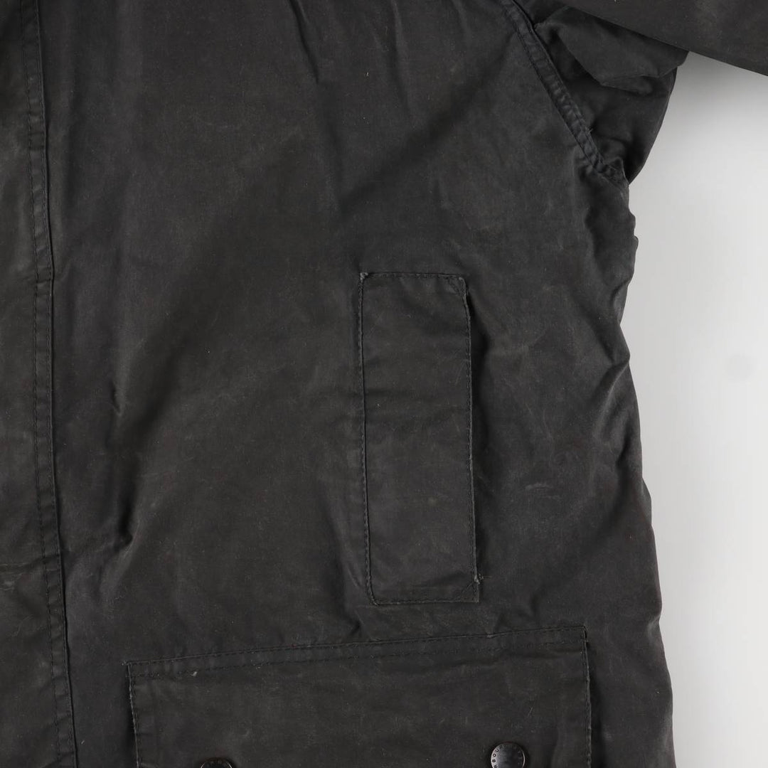 90'S Barbour BORDER Old 3 Warrant Waxed Cotton Oiled Jacket Made in England C44 Men's L size cotton Charcoal Vintage Second Hand