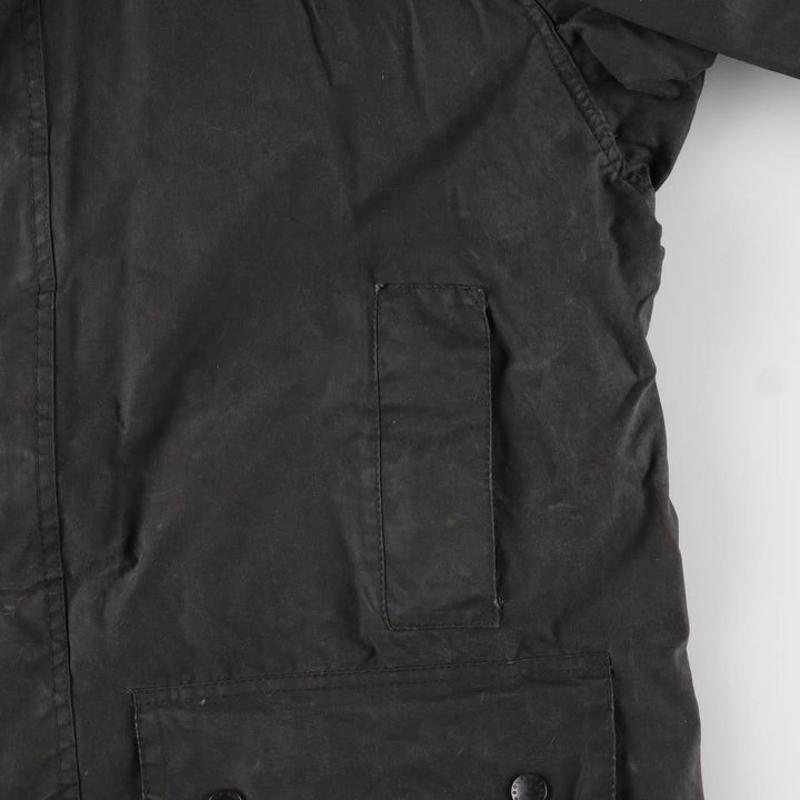90'S Barbour BORDER Old 3 Warrant Waxed Cotton Oiled Jacket Made in England C44 Men's L size cotton Charcoal Vintage Second Hand