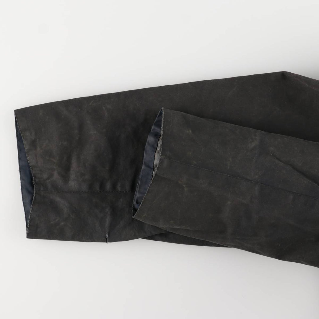 90'S Barbour BORDER Old 3 Warrant Waxed Cotton Oiled Jacket Made in England C44 Men's L size cotton Charcoal Vintage Second Hand