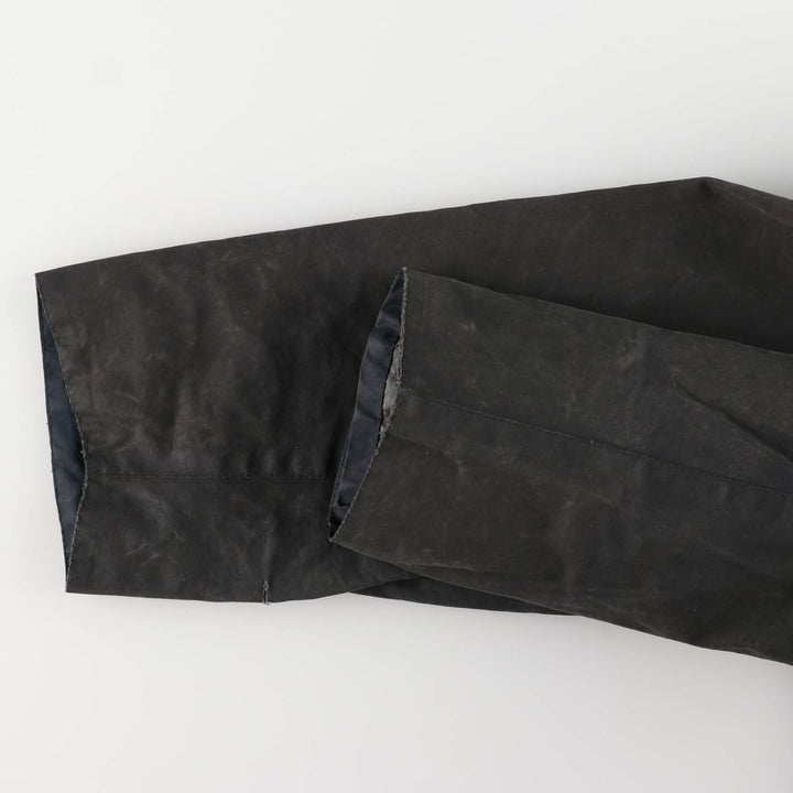 90'S Barbour BORDER Old 3 Warrant Waxed Cotton Oiled Jacket Made in England C44 Men's L size cotton Charcoal Vintage Second Hand