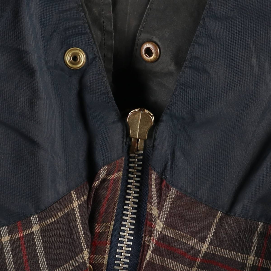 90'S Barbour BORDER Old 3 Warrant Waxed Cotton Oiled Jacket Made in England C44 Men's L size cotton Charcoal Vintage Second Hand